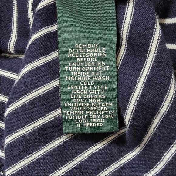Ralph Lauren LRL Navy White Stripe Knit Shirtdress Large Y2K - Picture 9 of 9